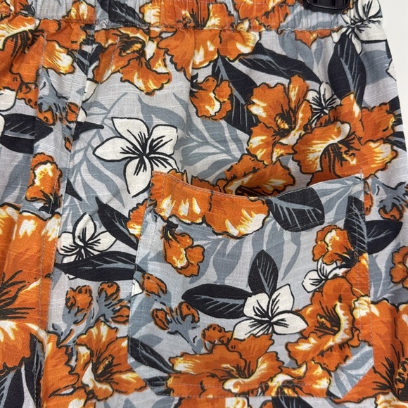 Urban Outfitters Orange and Gray Hawaiian Floral Print Pull on Joggers. Size Med - Picture 9 of 14